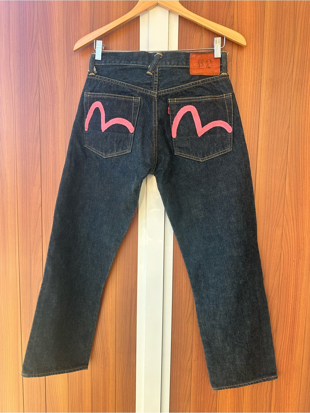 Evisu Dark Blue Denim Jeans with Pink Back Pocket Seagull